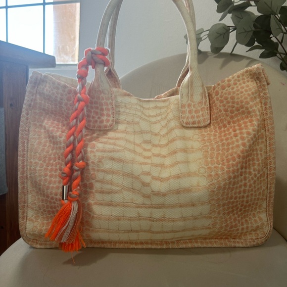 Vince Camuto Orla Tote Cream and Orange Women's Bag - Picture 2 of 6